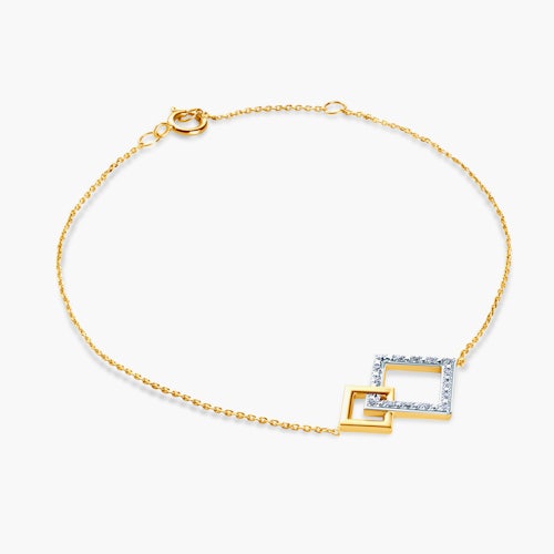 Bransoletka kwadraty Savicki: złota, diamenty